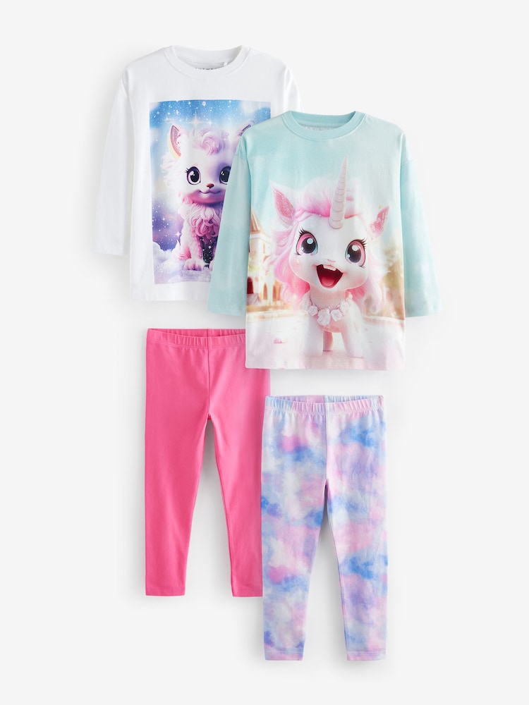 Unicorn Leggings 100% Cotton Pyjamas 2 Pack (3-12yrs) - Image 1 of 7 Unicorn Leggings 100% Cotton Pyjamas 2 Pack (3-12yrs) - Image 1 of 7