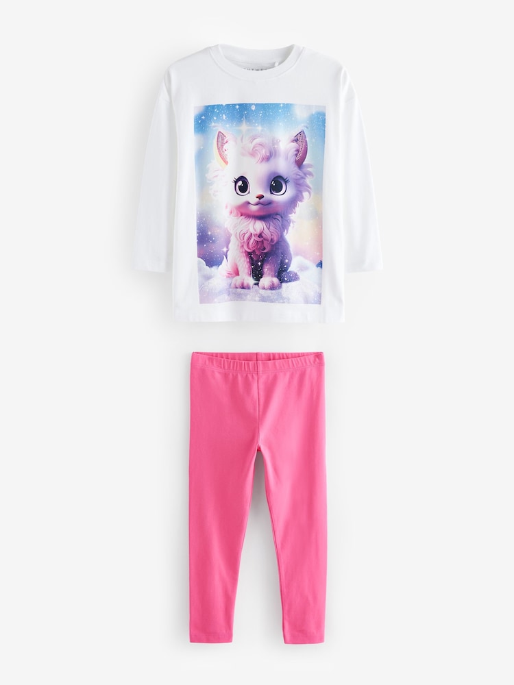 Unicorn Leggings 100% Cotton Pyjamas 2 Pack (3-12yrs) - Image 2 of 7 Unicorn Leggings 100% Cotton Pyjamas 2 Pack (3-12yrs) - Image 2 of 7