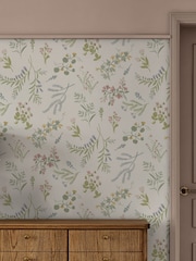 Ivory Stitch Floral 10M Wallpaper - Image 1 of 5