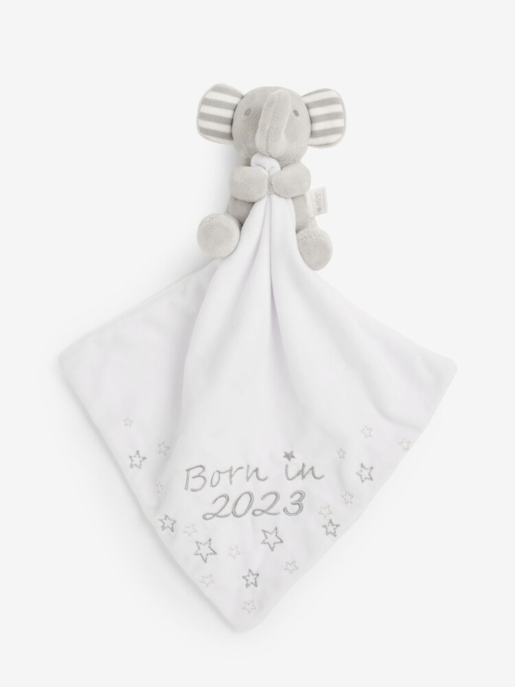 JoJo Maman Bébé Grey Born in 2023 Elephant Comforter - Image 1 of 3