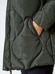 Roman Green Quilted Faux Fur Hooded Coat - Image 5 of 5