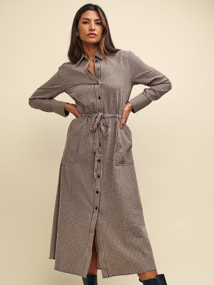 Nobody's Child Brown Midi Mia Shirt Dress - Image 1 of 1