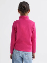 Reiss Bright Pink Carey 9-14 yrs Cotton Blend Roll Neck Top - Image 4 of 5