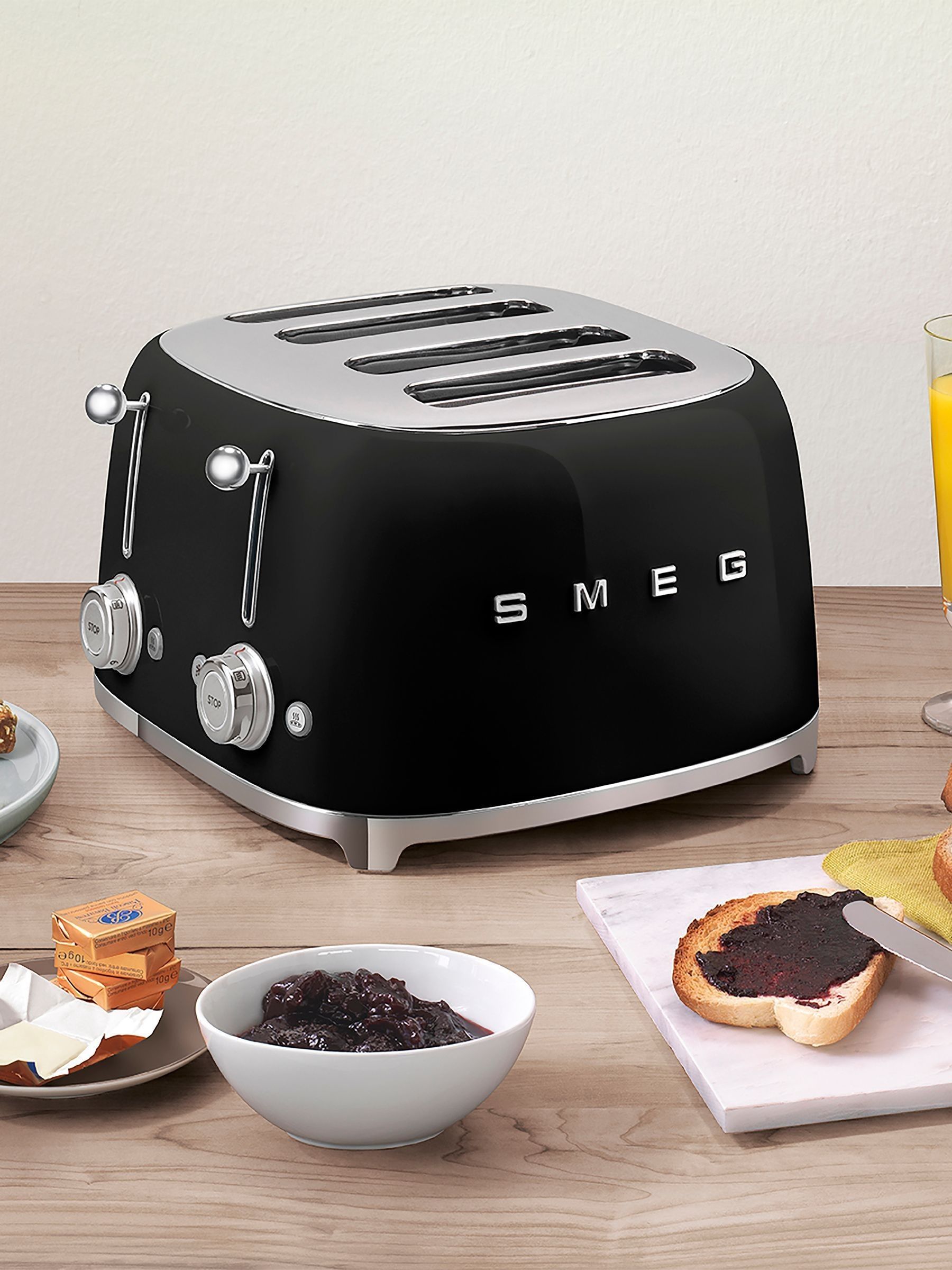Smeg retro 4 slice toaster black cheap