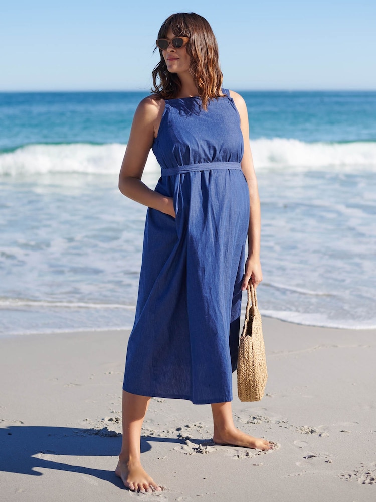 JoJo Maman Bébé Chambray Maternity & Nursing Dress - Image 1 of 7