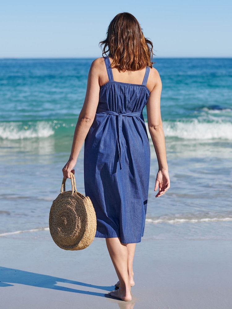 JoJo Maman Bébé Chambray Maternity & Nursing Dress - Image 2 of 7