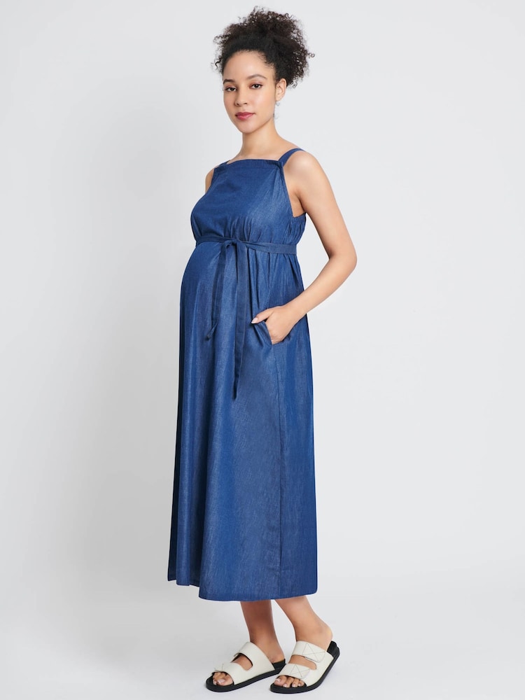 JoJo Maman Bébé Chambray Maternity & Nursing Dress - Image 7 of 7