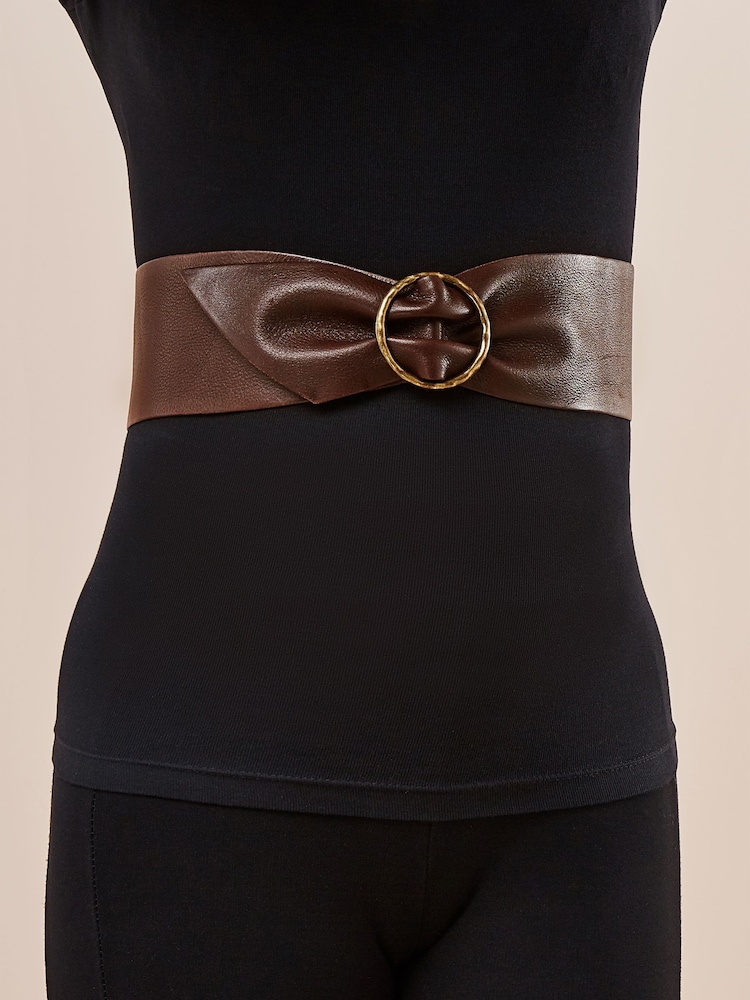 Chocolate Brown Leather Waist Belt - Image 4 of 4