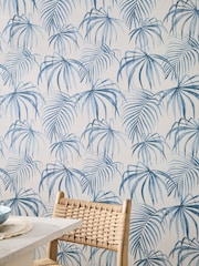 Cream Palm Print Wallpaper 10M - Image 1 of 5