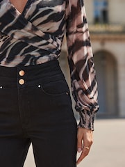 Sosandar Black Contour Waist Wide Leg Jeans - Image 2 of 5