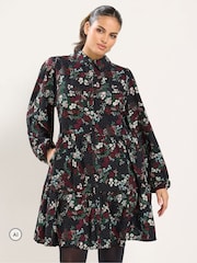 Yours Curve Black Floral Shirt Dress - Image 1 of 6