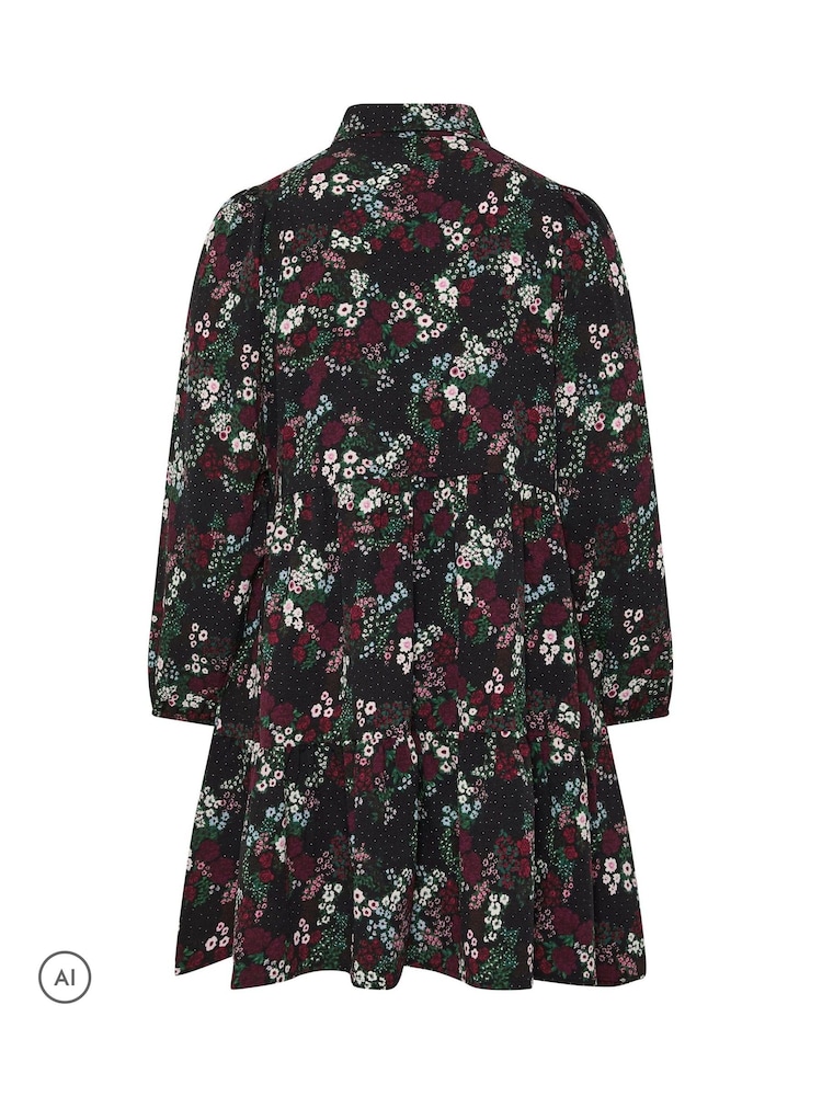 Yours Curve Black Floral Shirt Dress - Image 6 of 6