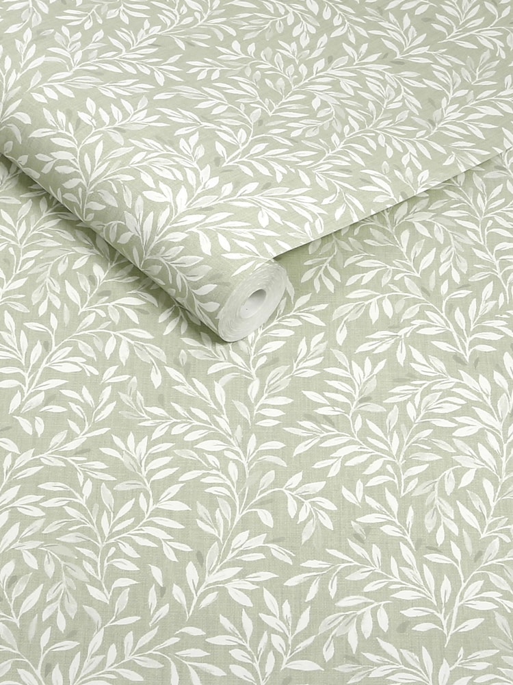 Green Saga Ditsy Leaf 10M Wallpaper - Image 5 of 5