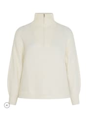 Yours Curve Cream Zip Neck Knitted Jumper - Image 5 of 6