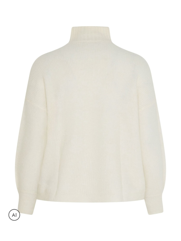 Yours Curve Cream Zip Neck Knitted Jumper - Image 6 of 6 Yours Curve Cream Zip Neck Knitted Jumper - Image 6 of 6