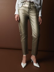 Gold Premium Metallic Coated Straight Leg Jeans - Image 2 of 10