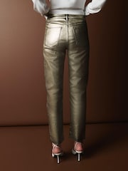 Gold Premium Metallic Coated Straight Leg Jeans - Image 3 of 10