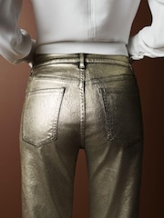 Gold Premium Metallic Coated Straight Leg Jeans - Image 4 of 10