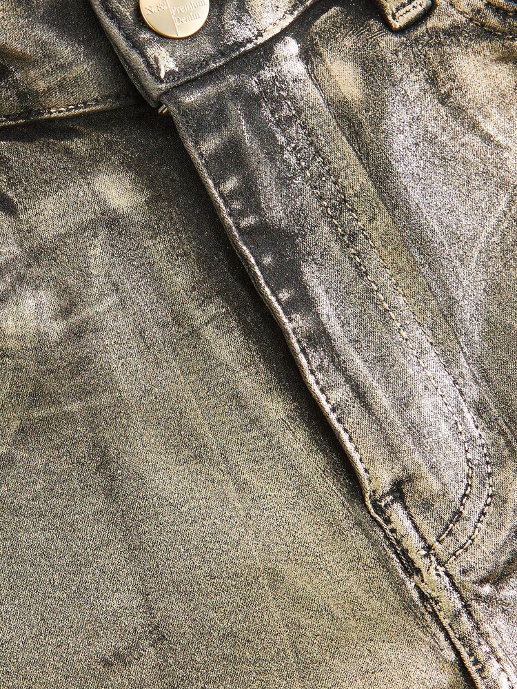 Gold Premium Metallic Coated Straight Leg Jeans - Image 6 of 10