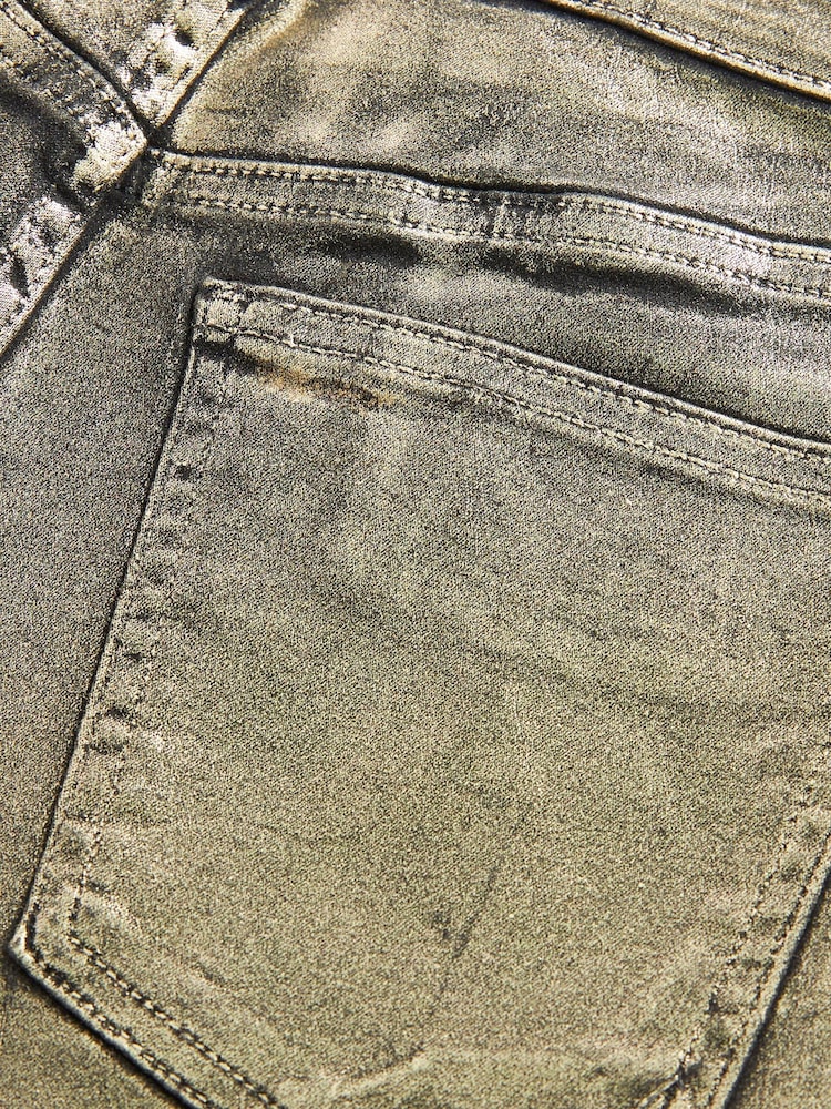 Gold Premium Metallic Coated Straight Leg Jeans - Image 7 of 10