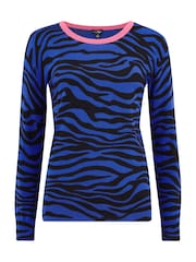 Pour Moi Blue Riley Zebra Print Ecovero Knit Jumper - Image 3 of 4