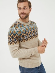FatFace Natural Ives Crew Jumper - Image 1 of 5
