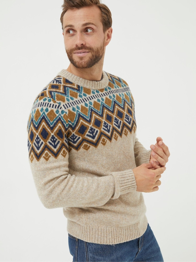 FatFace Natural Ives Crew Jumper - Image 1 of 5