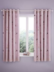 Catherine Lansfield Pink Dancing Fairies Reversible Lined Eyelet Curtains - Image 1 of 4