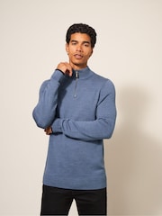 White Stuff Blue Newport Merino Funnel Jumper - Image 1 of 3