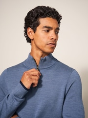 White Stuff Blue Newport Merino Funnel Jumper - Image 3 of 3