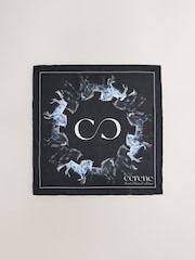 Black Elegance Horse Print - CERENE Square Scarf - Պատկեր 1 5-ից