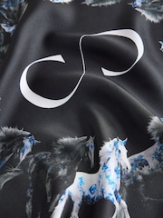 Black Elegance Horse Print - CERENE Square Scarf - Պատկեր 5 5-ից