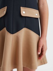 Reiss Navy Fion 4-9 yrs Contrast Flared Dress - Image 4 of 6