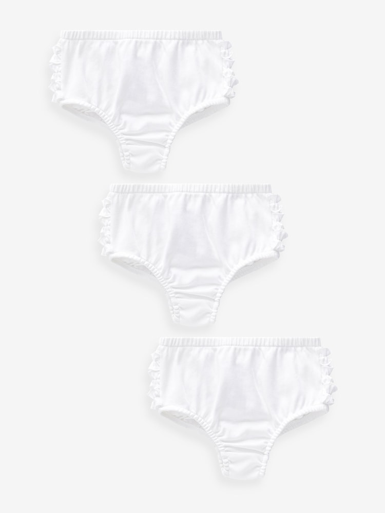 White Baby 100% Cotton Knickers 3 Pack (0mths-2yrs) - Image 1 of 1