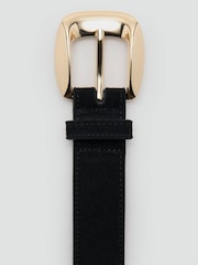 Mango Black Leather Belt With Gold Buckle - Image 2 of 3