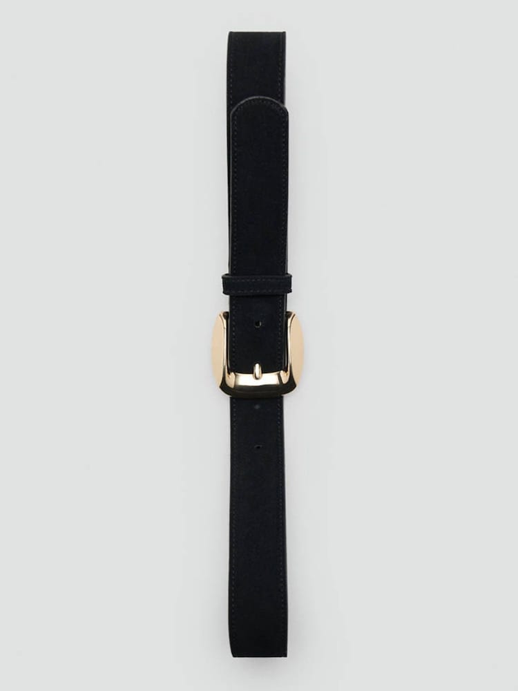 Mango Black Leather Belt With Gold Buckle - Image 3 of 3