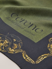 Green Majestic Floral Print - CERENE Large Square Scarf - Imaginea 5 din 7