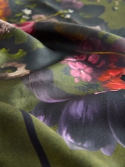 Green Majestic Floral Print - CERENE Large Square Scarf - Imaginea 6 din 7