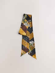 Gold Cerenity Floral Print - CERENE Skinny Scarf - Imaginea 2 din 8