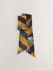 Gold Cerenity Floral Print - CERENE Skinny Scarf - Imaginea 4 din 8