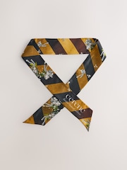 Gold Cerenity Floral Print - CERENE Skinny Scarf - Imaginea 5 din 8