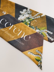 Gold Cerenity Floral Print - CERENE Skinny Scarf - Imaginea 6 din 8