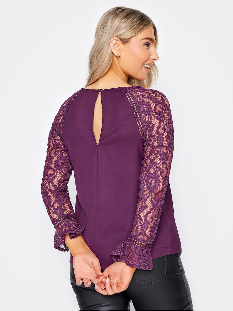 M&Co Purple Lace Flute Sleeve Blouse - Image 2 of 4