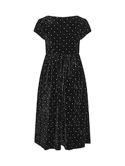 Yours Curve Black London Crushed Velvet Glitter Skater Dress - Image 6 of 6