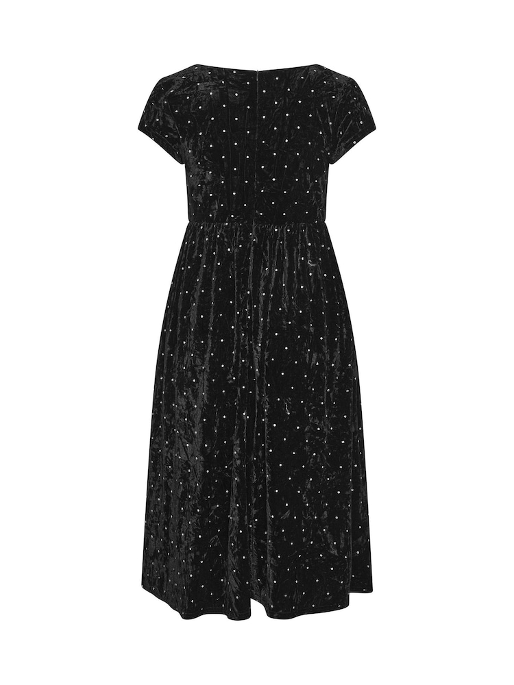 Yours Curve Black London Crushed Velvet Glitter Skater Dress - Image 6 of 6 Yours Curve Black London Crushed Velvet Glitter Skater Dress - Image 6 of 6
