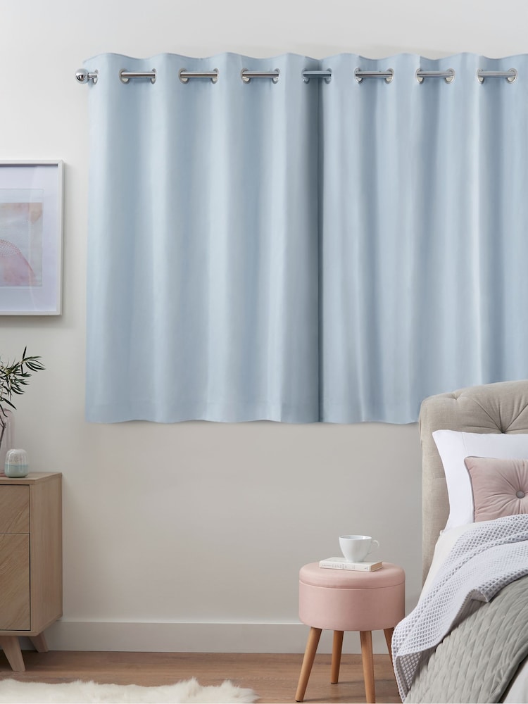 Blue Light Blackout/Thermal Cotton Eyelet Curtains - Image 7 of 8