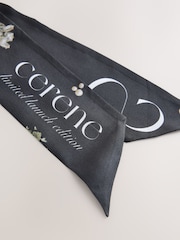 Black Precious Floral Print - CERENE Skinny Scarf - Image 4 de 5