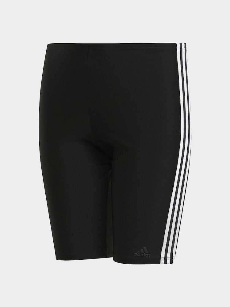 adidas Black Junior 3-Stripes Swim Jammers - Image 2 of 7 adidas Black Junior 3-Stripes Swim Jammers - Image 2 of 7