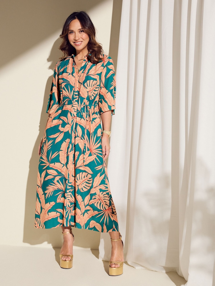 Myleene Klass Blaues tropisches Hemdkleid - Bild 1 von 8