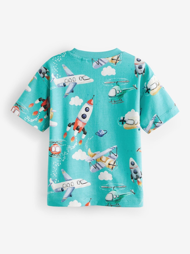 Blue All-Over Print Short Sleeve T-Shirt (3mths-7yrs) - Image 2 of 3